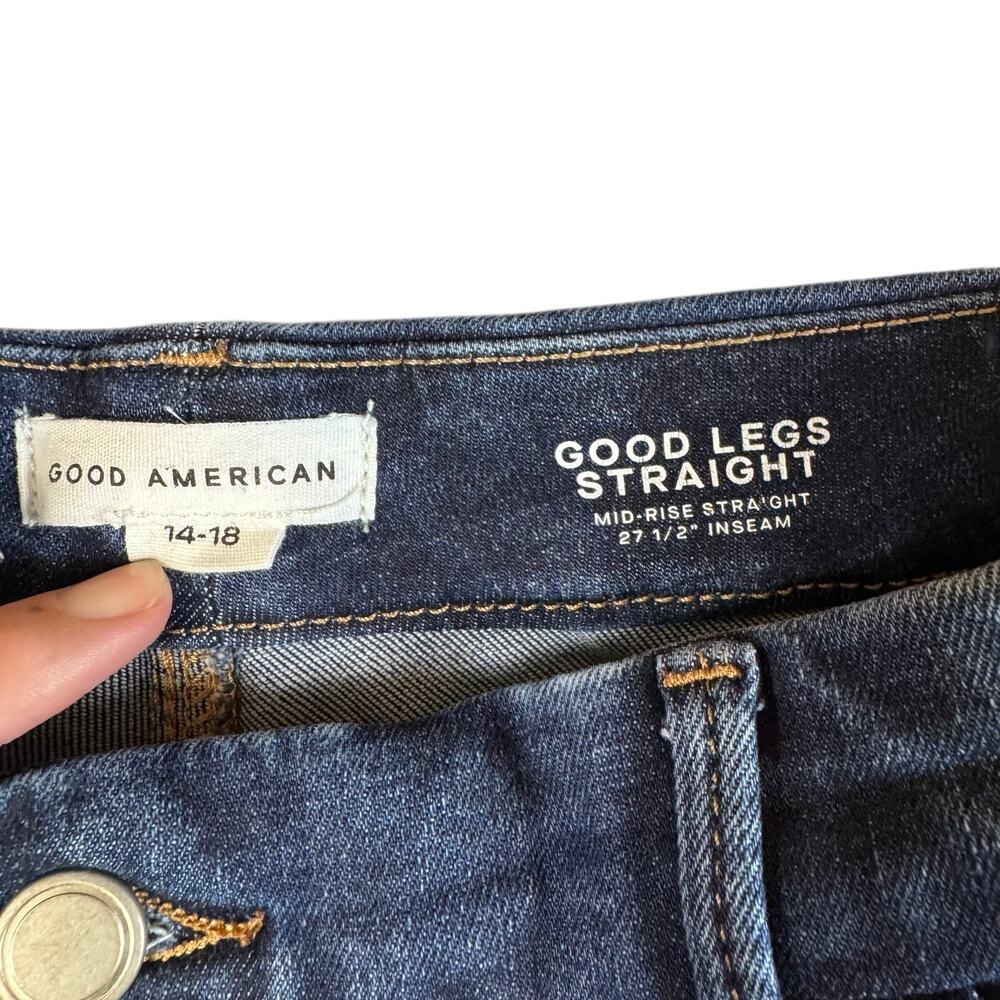 Good American Always Fits Good Legs Straight Ripped Jeans Indigo691 - 14-18 - Picture 6 of 9